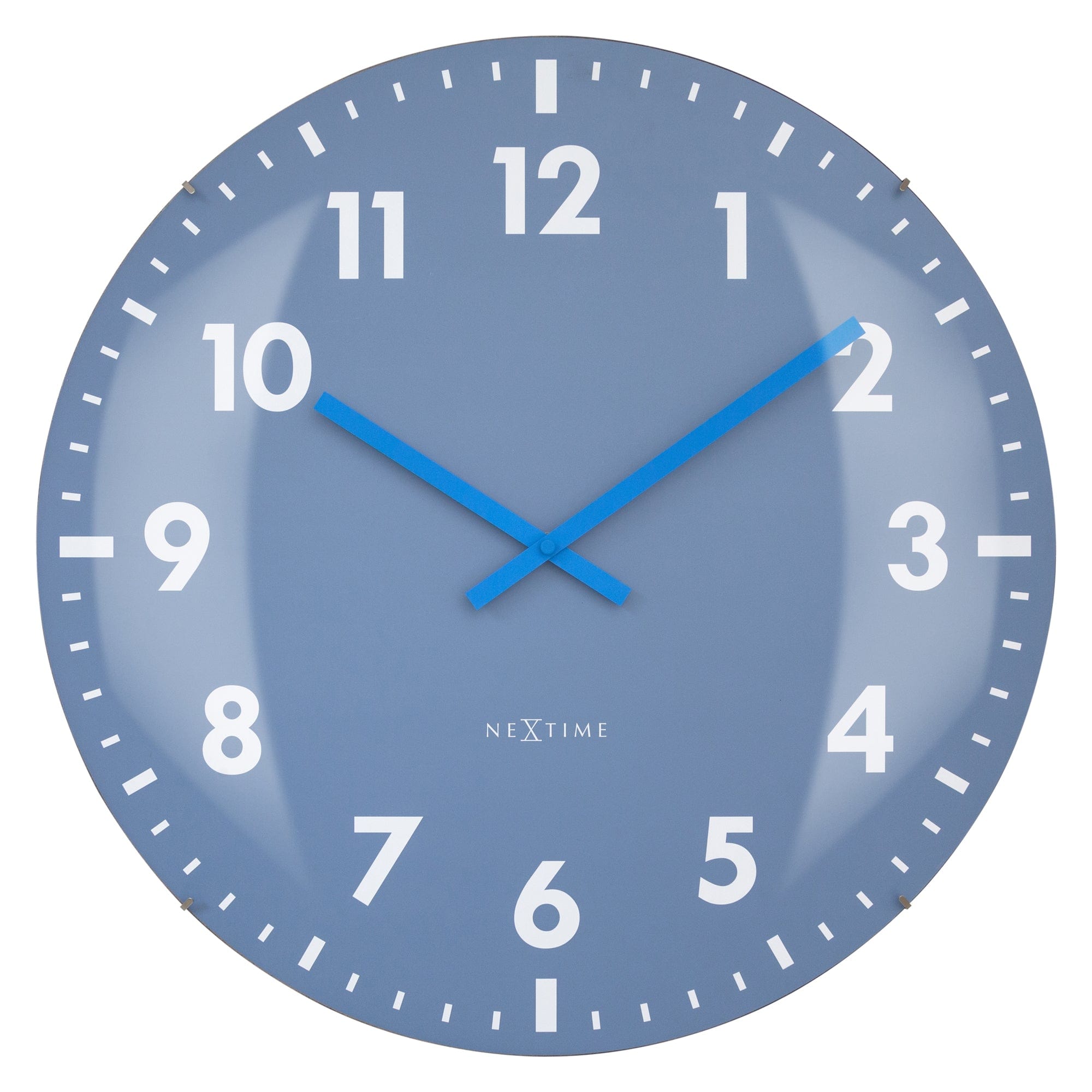 Large NeXtime Clocks Duomo 50cm wall clock with domed glass lens, silent mechanism, and modern design.